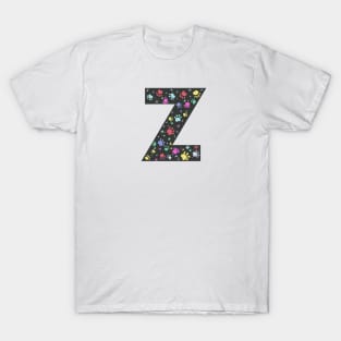 Z letter with colorful paw print T-Shirt